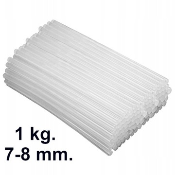 KLEJ DO PISTOLETU NA GORĄCO 7 - 8 mm. DŁUGOŚĆ 200 mm. 1 kg. 125 szt.