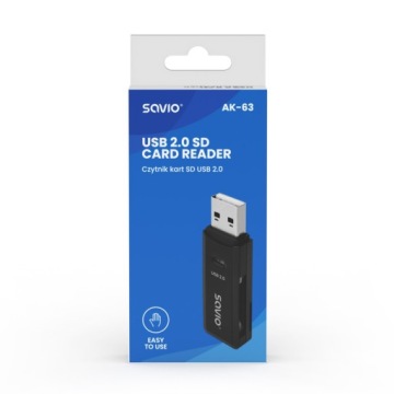 Картридер SAVIO SD, USB 2.0, 480 Мбит/с, АК-63