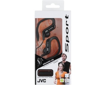 ПРОВОДНЫЕ СПОРТИВНЫЕ НАУШНИКИ JVC С МИКРОФОНОМ, ЧЕРНЫЕ КОМФОРТНЫЕ HA-EBR25-B