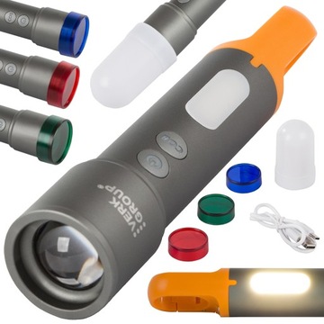 LATARKA TAKTYCZNA WOJSKOWA ZOOM COBA TG COB USB NA BIWAK TURYSTYCZNA UCHWYT