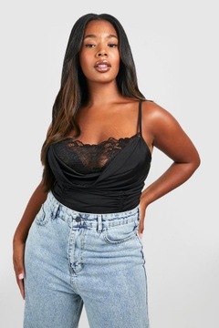 EC31307 *BOOHOO MARSZCZONE BODY NA RAMIĄCZKACH KORONKA LEJĄCY DEKOLT 5XL