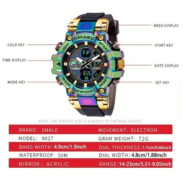 SMAEL красочные аналогово-цифровые мужские кварцевые часы