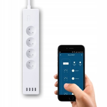 Listwa Zasilająca WIFI 4 x AC 4 x USB, przedłużacz 1,8m TUYA, WOOX