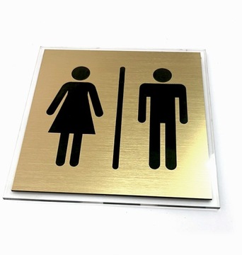 Piktogram WC - damsko męski - złoty 10 x 10 cm