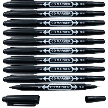 10 X CZARNY MARKER CIENKOPIS PISAK DWUSTRONNY DO STAZA TAKTYCZNA CAT OPASKA