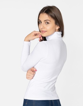 Elegancki Klasyczny Cienki Sweterek Golf Damski Sweter Biały 8112-03 XL/XXL