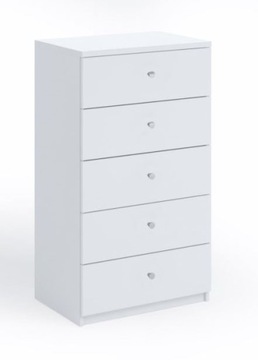 Komoda wąska 60 cm biała mat 5 szuflad L3