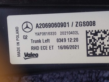 Фонарь задний левый Mercedes C-class W206 A2069060901Новый