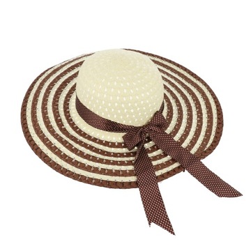 V2 ЖЕНСКАЯ СОЛОМНАЯ ПЛЯЖНАЯ ШЛЯПА С БАНТОМ, ЦВЕТ