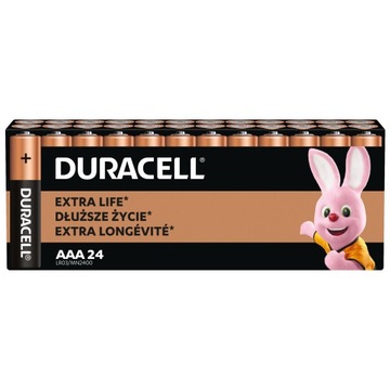 Alkaliczne baterie Duracell AAA LR3 24szt.