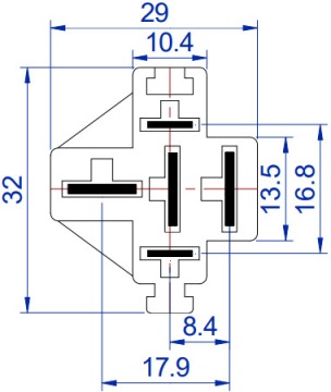 РОЗЕТКА РЕЛЕЙНАЯ БАЗА МАКС. 5 контактов 50А 70А 80А