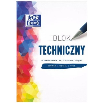 Blok techniczny Oxford A4 10 kartek 250g biały