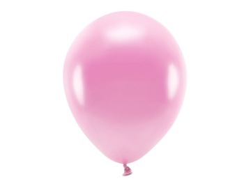 Balony Eco urodziny metalizowane różowe 10 sztuk