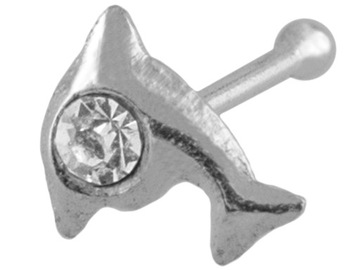 Kolczyk do nosa delfin cyrkonie kolory srebro 925