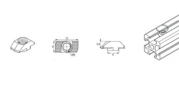 Гайка Т-образная молотковая М5 2020 10 шт для профилей