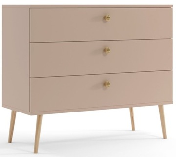 Komoda BOHO SKANDYNAWSKA 100 cm beż z szufladami z cichym domykiem
