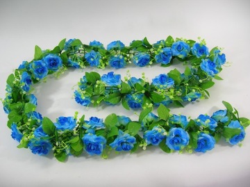 ГИРЛЯНДЫ ИСКУССТВЕННЫХ ЦВЕТОВ С РОЗАМИ - СИНИЕ