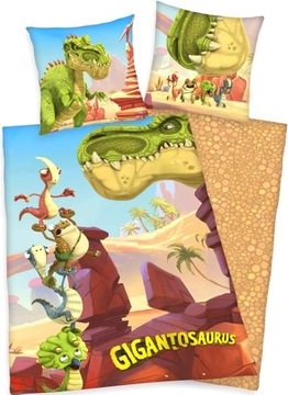 POŚCIEL GIGANTOZAUR DINOZAURY 140X200 BAWEŁNIANA DINOZAUR PREZENT