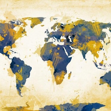 FOTOTAPETA 250x193 +KLEJ, Niebiesko-Żółta Mapa Art