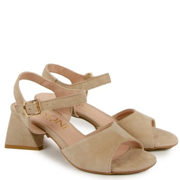 LARONI 3362 САНДАЛИИ НА ШПИЛЬКЕ КОЖА ЗАМША БЕЖЕВЫЙ 37