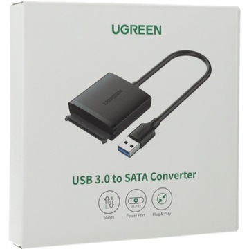 Adapter Ugreen USB-A 3.0 do dysku SATA 2,5 / 3,5'', SSD, HDD