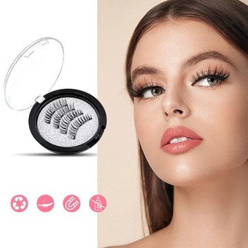 RZĘSY MAGNETYCZNE 3D SZTUCZNE BEZ KLEJU MAGNESY CZARNY