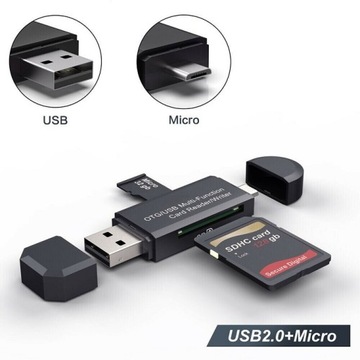 Adapter USB Czytnik kart SD Micro SD OTG 3w1 SDXC