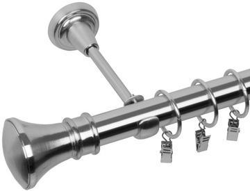 KARNISZ POJEDYNCZY 440 CM 25MM PRIMA METALOWY 3 KOLORY WYBÓR ZAKOŃCZEŃ RENA