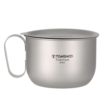 Kubek z pokrywką TOMSHOO 500ml Tytanowy kubek z po