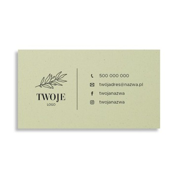 100 szt Eko wizytówki zielone 250g + projekt