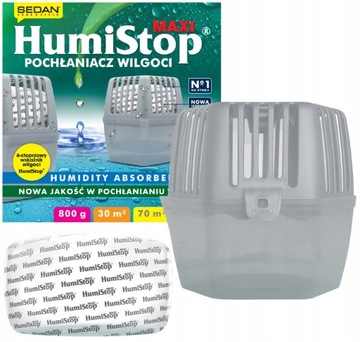 HumiStop MAXI Pochłaniacz Wilgoci Atest PZH Wskaźnik 800g na 30m2