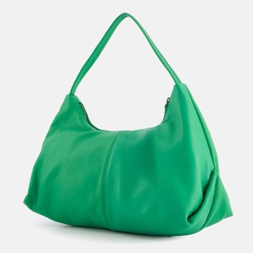 Damska torba na ramię VENEZIA w kolorze zielonym ze skóry naturalnej.