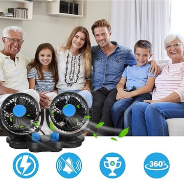 АВТОМОБИЛЬНЫЙ ВЕНТИЛЯТОР ДВОЙНОЙ ВЕНТИЛЯТОР 360° 12В ЗАЖИГАТЕЛЬ ТИХИЙ