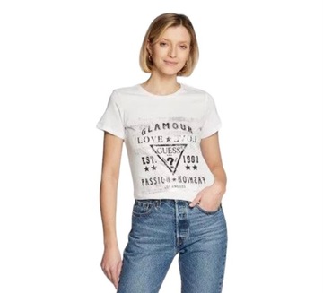 GUESS T-Shirt W3RI62 JA900 Biały Regular Fit M