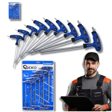 ZESTAW WKRĘTAKÓW TORX TYP T 9 ELEMENTÓW STAL CHROMOWO WANADOWA CrV