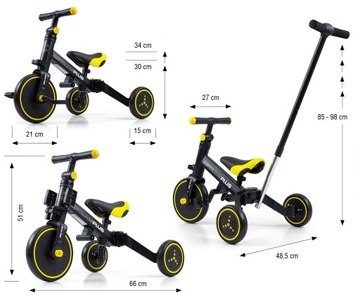 Трехколесный велосипед Optimus Plus Milly Mally Black с ручкой