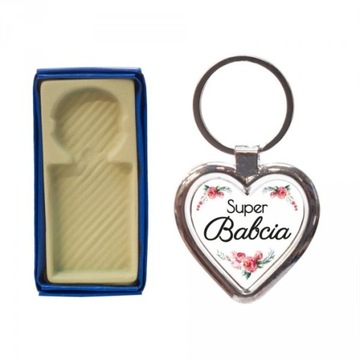 BRELOK SERCE SUPER BABCIA prezent Dla Babci