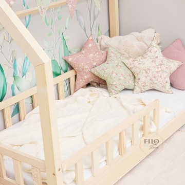 Łóżko Domek z Barierkami BELL NUO Naturalne 80x160