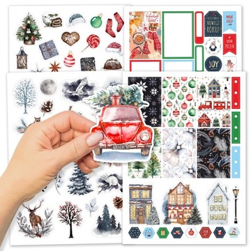 Zestaw naklejek Zima, Xmas do planer, kalendarza, notatnika, bujo