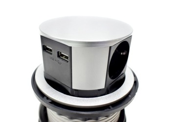 4-позиционная выдвижная настольная розетка с USB