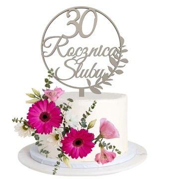 Topper napis na tort ROCZNICA ŚLUBU 15 25 35 50 60