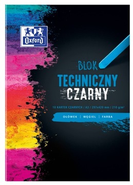 Blok techniczny A3 10k 210 g CZARNE kartki OXFORD