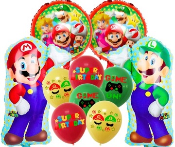 Zestaw balony SUPER MARIO BROS LUIGI prezent Peach Grzybek urodziny 10 szt.