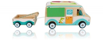 DREWNIANY KAMPER Z PRZYCZEPĄ I AKCESORIAMI