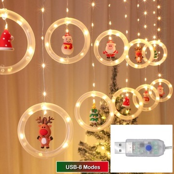 WISZACA 120LED GIRLANDA LAMPA Xmas NA USB