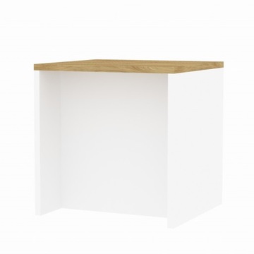 Biała wyspa kuchenna gotowa wyspa 80x80 cm biały mat blat dąb hikora