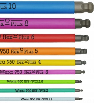 НАБОР ШЕСТИГРАННЫХ ГАЕЧНЫХ КЛЮЧЕЙ HEX-PLUS WERA РАЗНОЦВЕТНЫЕ ТОРЦЕВЫЕ ГАЕЧНЫЕ КЛЮЧИ 1,5-10 ММ