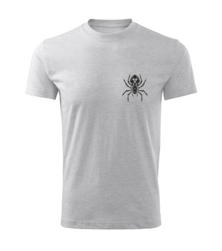 Koszulka T-shirt męska D380P BIOHAZARD PAJĄK TARANTULA jasnoszara rozm XS