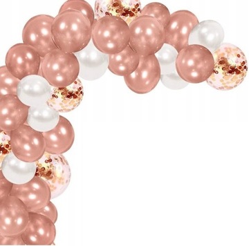 BALONY ROSE GOLD z konfetti GIRLANDA z taśmą ŁUK