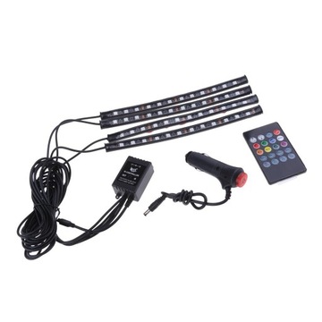 8-цветная светодиодная лента RGB со звуковой активацией в салоне автомобиля, музыкальная подсветка, окружающая лампа